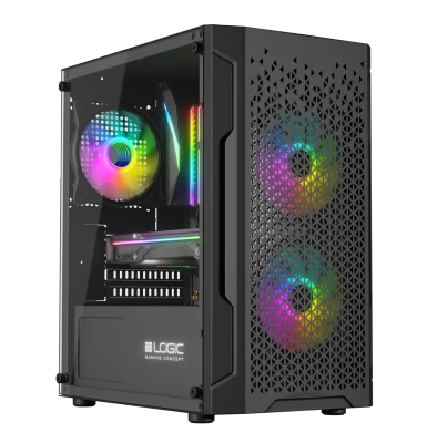 Nowy gamingowy Logic Aramis czarny ARGB MINI AMD Ryzen 5 4500 3,6 GHz / 16 GB / 480 SSD / Win 11 + Nvidia RTX 3050 [6GB] 